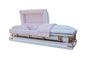 White Shaded Metal Casket Silver Rose Copper With Pink Velvet Interior And Square Corner